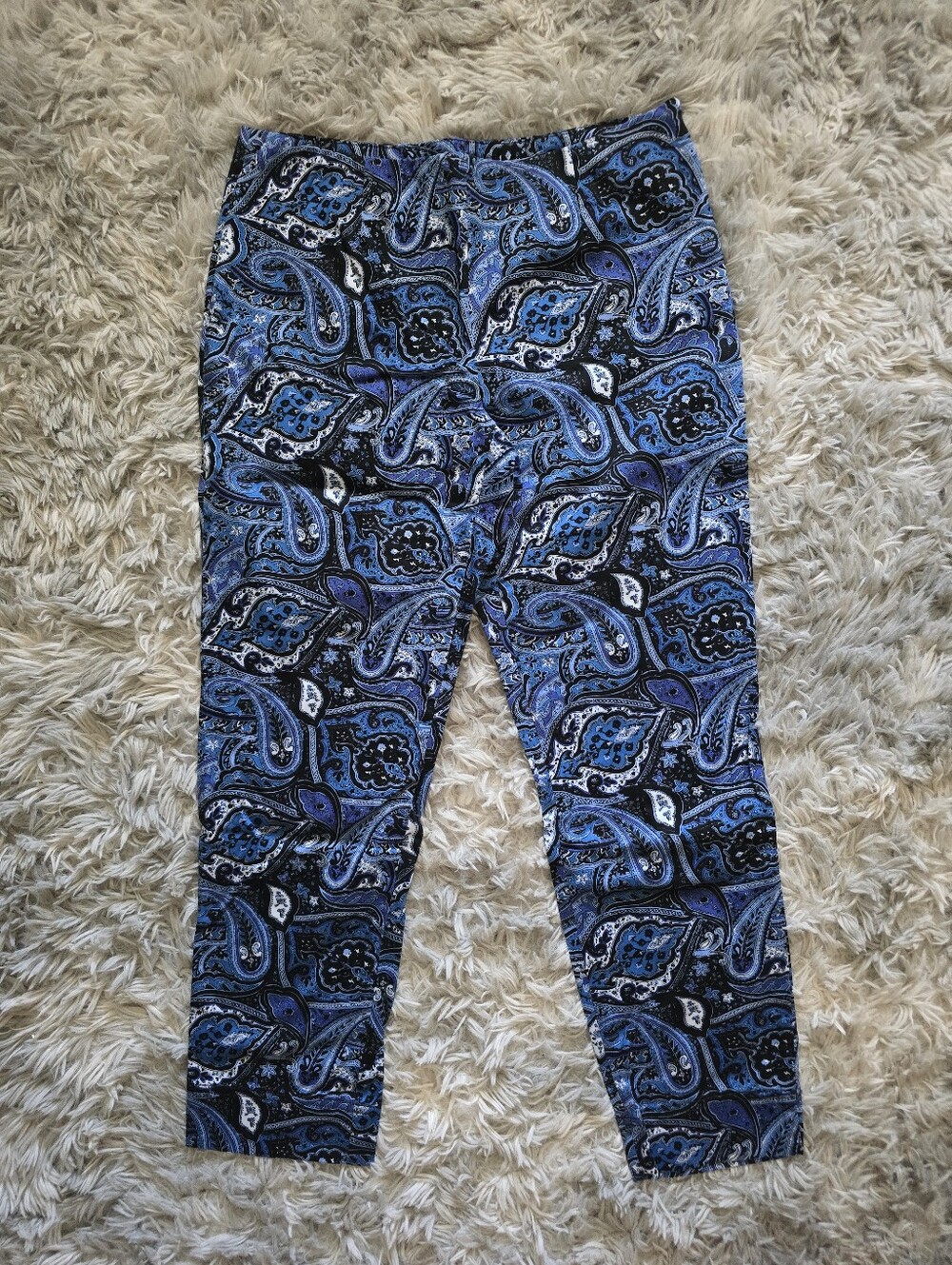 Ellen Tracy Blue Paisley Pants - Size 4